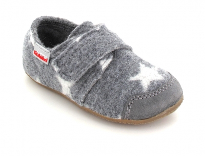 Pantofole Living Kitzbuhel In Lana Per Bambini, Con Cinturino, Modello A T, Grigie, Nuove