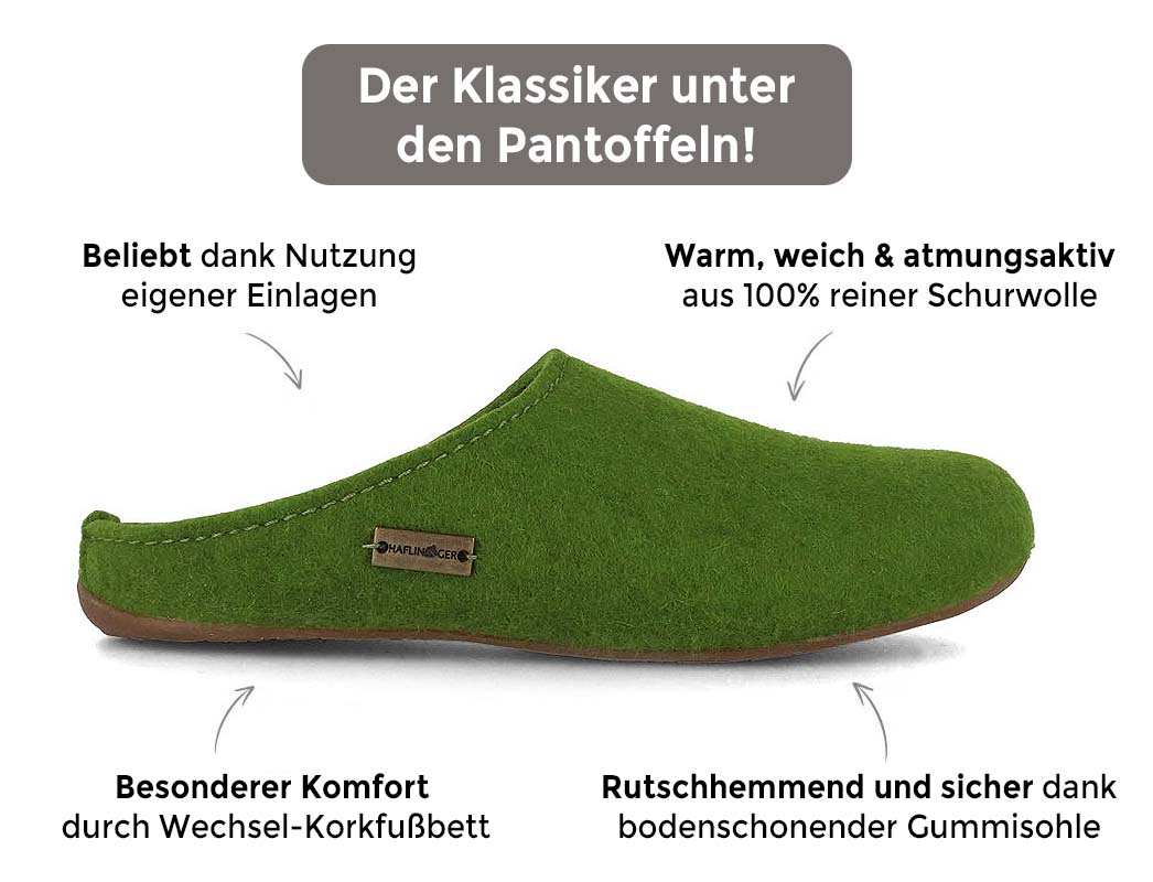 HAFLINGER Slippers for Women and Men, Fundus, Scuffs, Mules, House