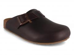 HAFLINGER Porto Damen Herren Leder Clogs, dunkelbraun