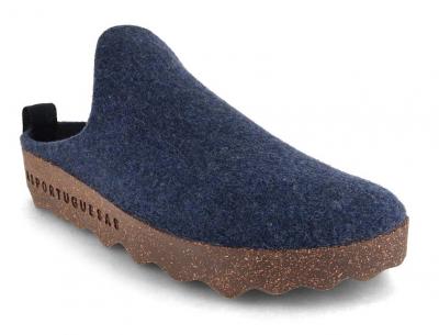 ASPORTUGUESAS Come Damen Filz Pantoffeln, blue