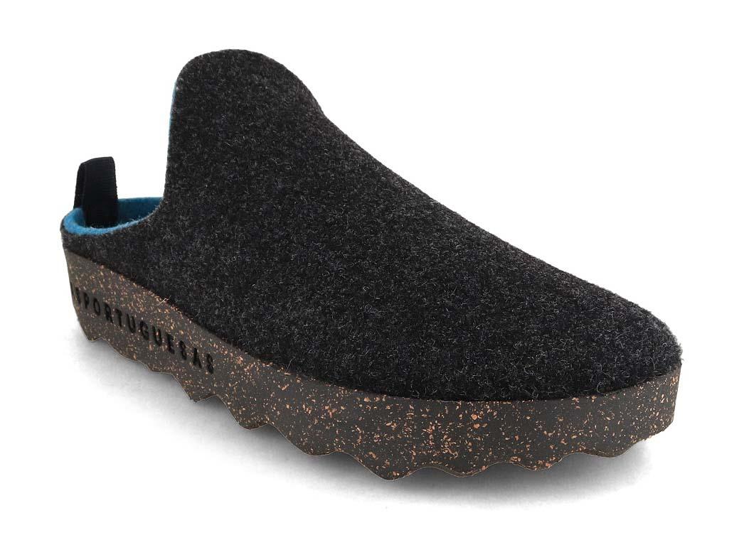ASPORTUGUESAS Damen Filz Clog Come, anthracite double