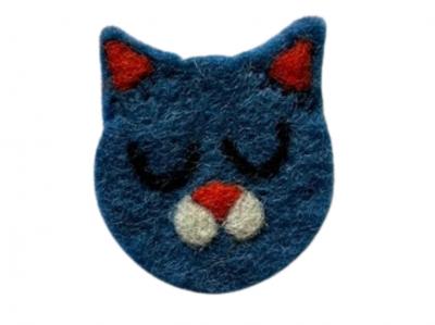  	 Filzsticker Blaue Katze einzeln handgefilzt, blau