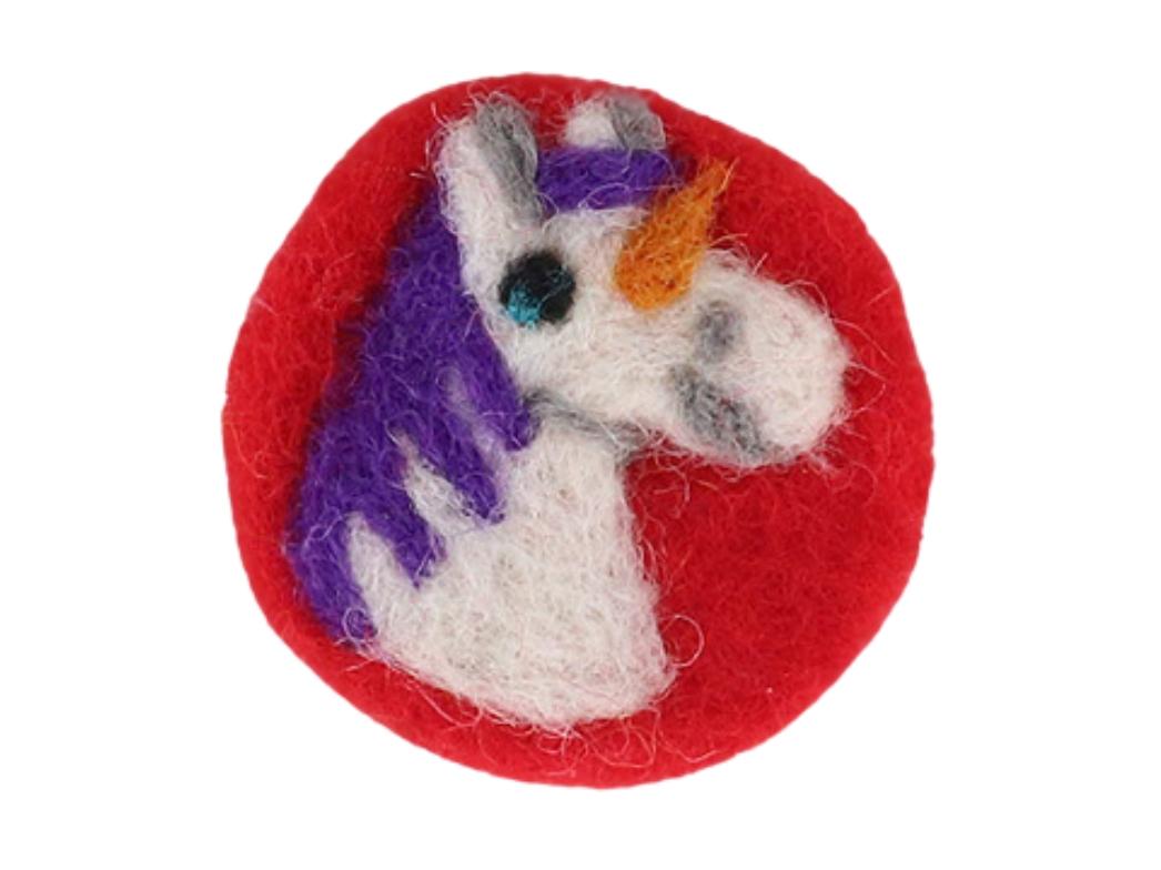 Filzsticker Einhorn einzeln handgefilzt, rot