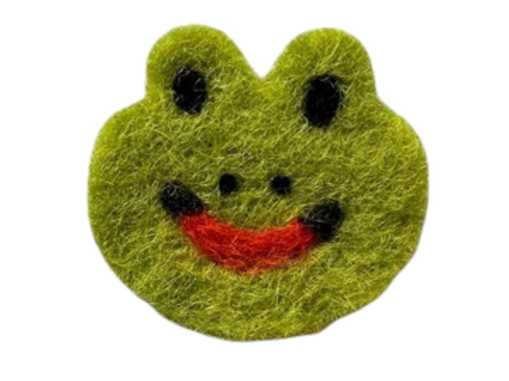 Filzsticker Frosch im Set mit Filznadel und Holzgriff, gr�n