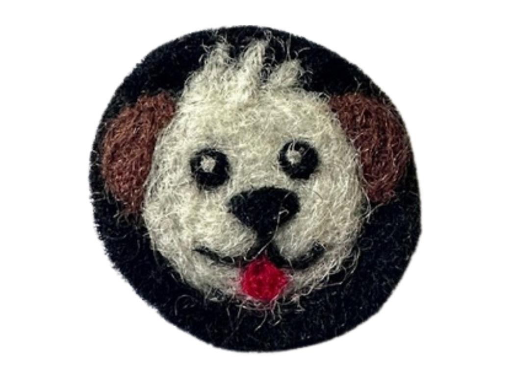 Filzsticker Hund im Set mit Filznadel und Holzgriff, schwarz