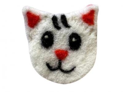 Filzsticker Wei�e Katze einzeln handgefilzt, wei�