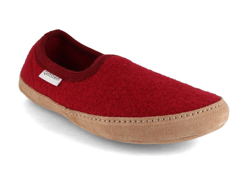 Gottstein Cheyenne Damen Woll Slipper mit Ledersohle, weinrot