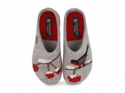 HAFLINGER Damen Filz Pantoffel Grizzly Winterbird, stei
