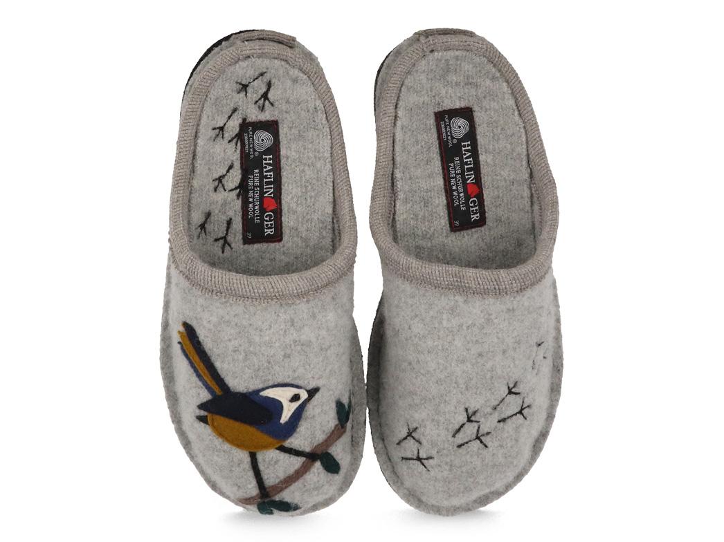 HAFLINGER Damen Filz Pantoffel Flair Songbird, steingraumeliert