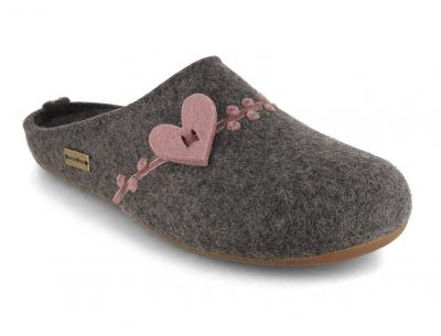 HAFLINGER Everest Coeur Damen Filzpantoffeln, anthrazit