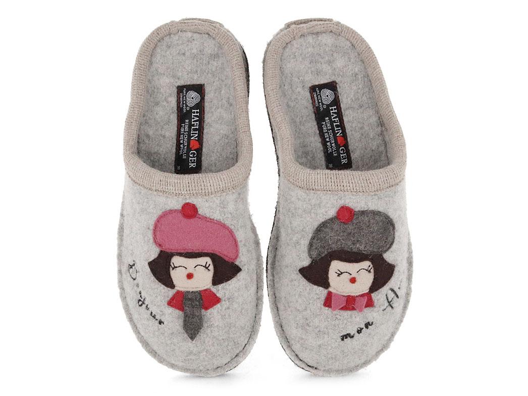 HAFLINGER Flair Bonjour Damen Pantoffeln, steingraumeliert