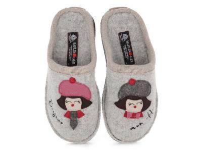 HAFLINGER Flair Bonjour Damen Pantoffeln, steingrau