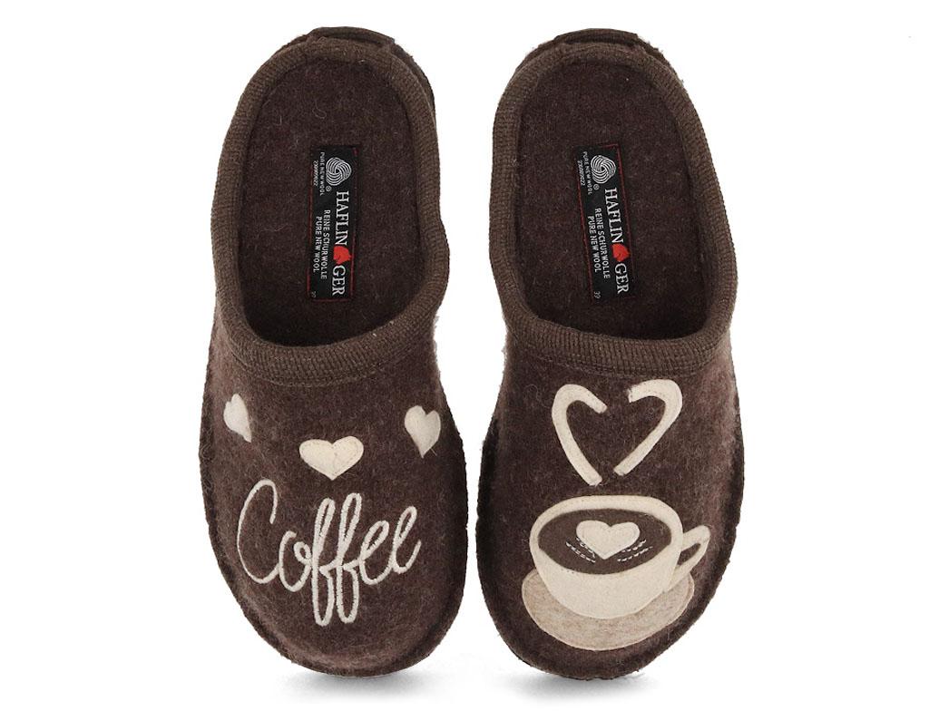 HAFLINGER Flair Coffee Time Pantoffeln, braunmeliert