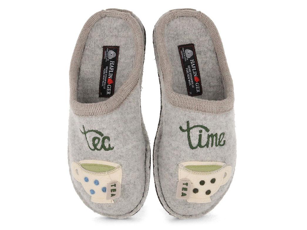 HAFLINGER Flair Tea Time Pantoffeln, steingraumeliert
