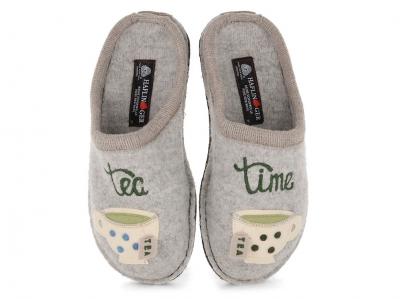 HAFLINGER Flair Tea Time Pantoffeln, steingraumeliert
