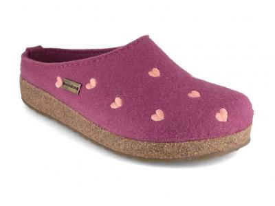 HAFLINGER Grizzly Cuoricino Damen Filzpantoffeln, rose