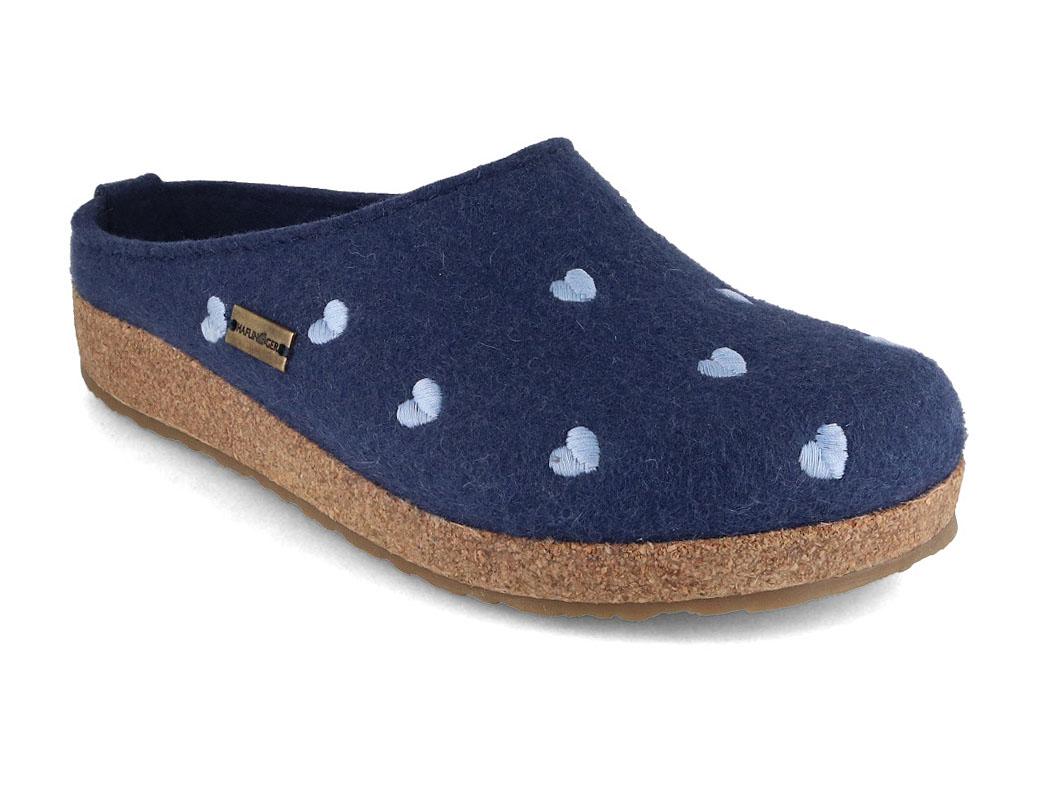 HAFLINGER Grizzly Cuoricino Damen Filzpantoffeln, jeans
