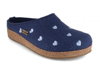 HAFLINGER Grizzly Cuoricino Damen Filzpantoffeln, jeans