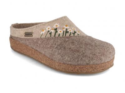 HAFLINGER Grizzly Daisy Damen Filz Hausschuhe, beige