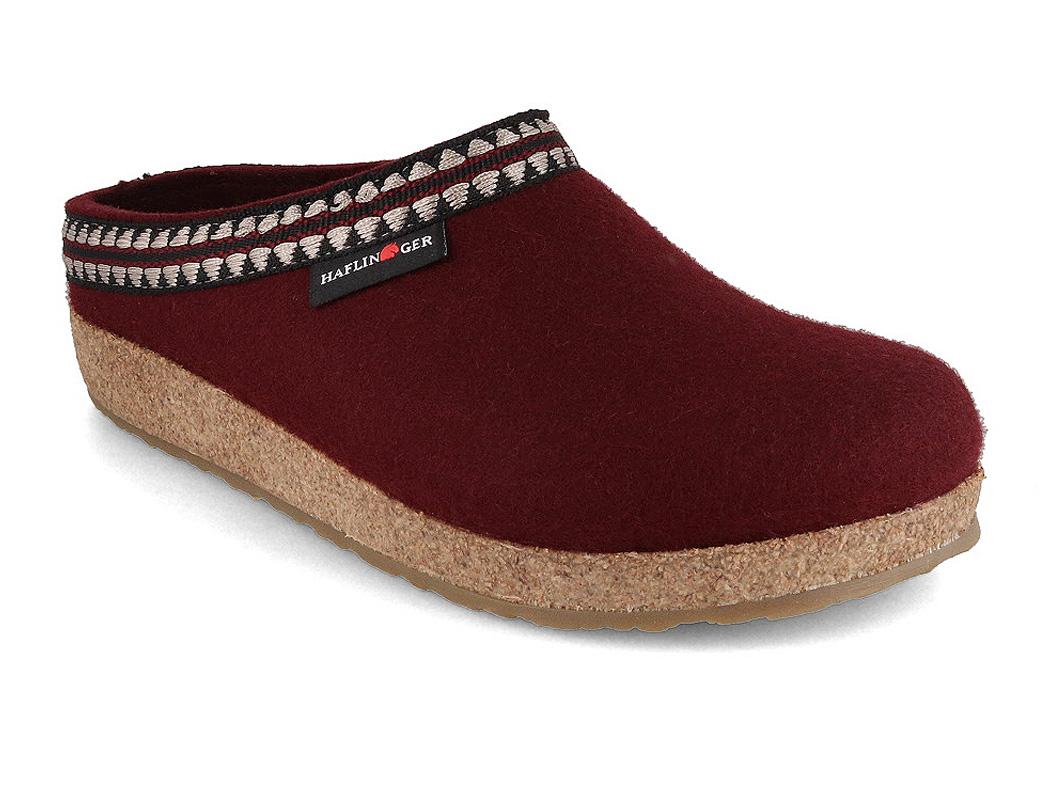 HAFLINGER Grizzly Lucky Damen Filz Hausschuhe, bordeaux