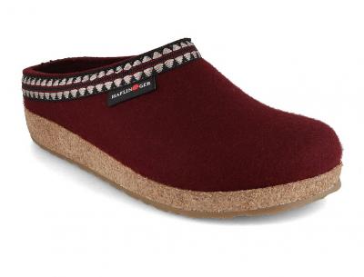 HAFLINGER Grizzly Lucky Damen Filz Hausschuhe, bordeaux