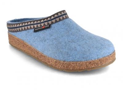 HAFLINGER Grizzly Lucky Damen Filz Hausschuhe, eisblau