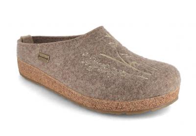 HAFLINGER Grizzly Meadow Damen Filz Pantoffeln, torf