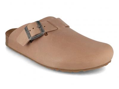 HAFLINGER Porto Damen und Herren Leder Clogs, taupe