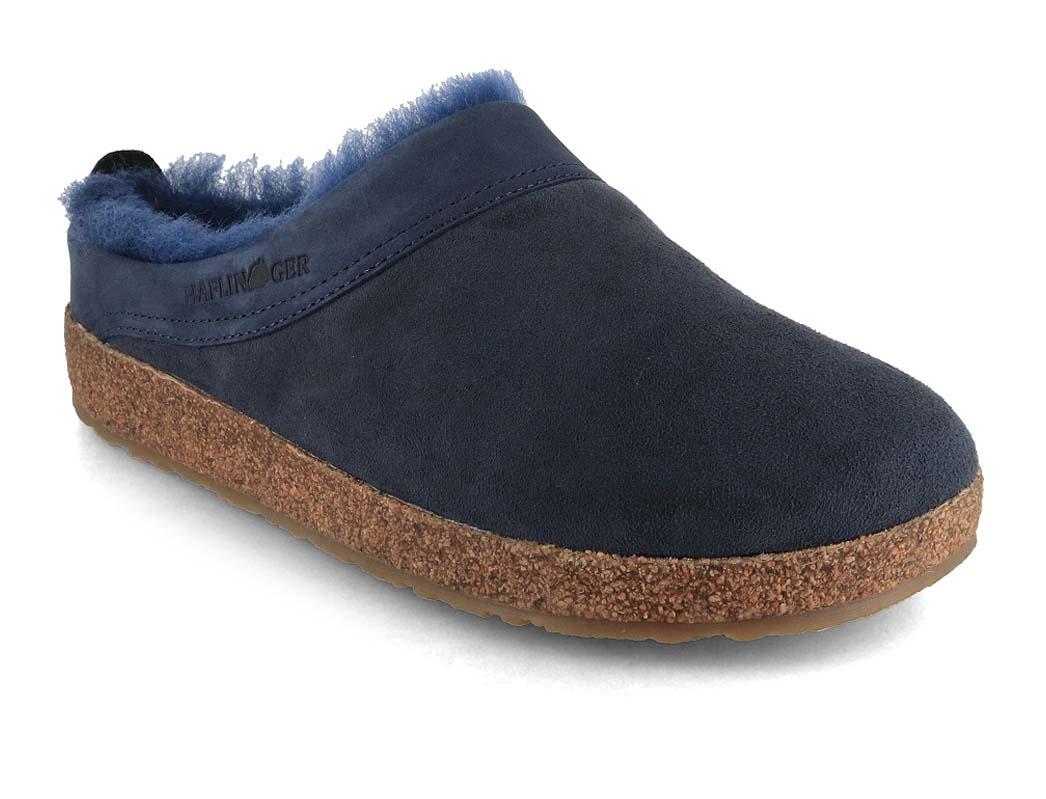 HAFLINGER Snowbird Lammfell Hausschuhe, mittelblau