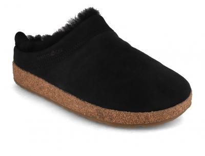 HAFLINGER Snowbird Lammfell Hausschuhe, schwarz