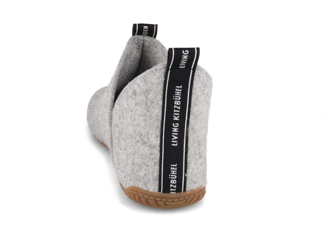 Living Kitzbühel Elastik Slipper Nebel – Hausschuhe Mit Rutschhemmender Sohle, Aus Recycelter Wolle | Marken-Schriftzug