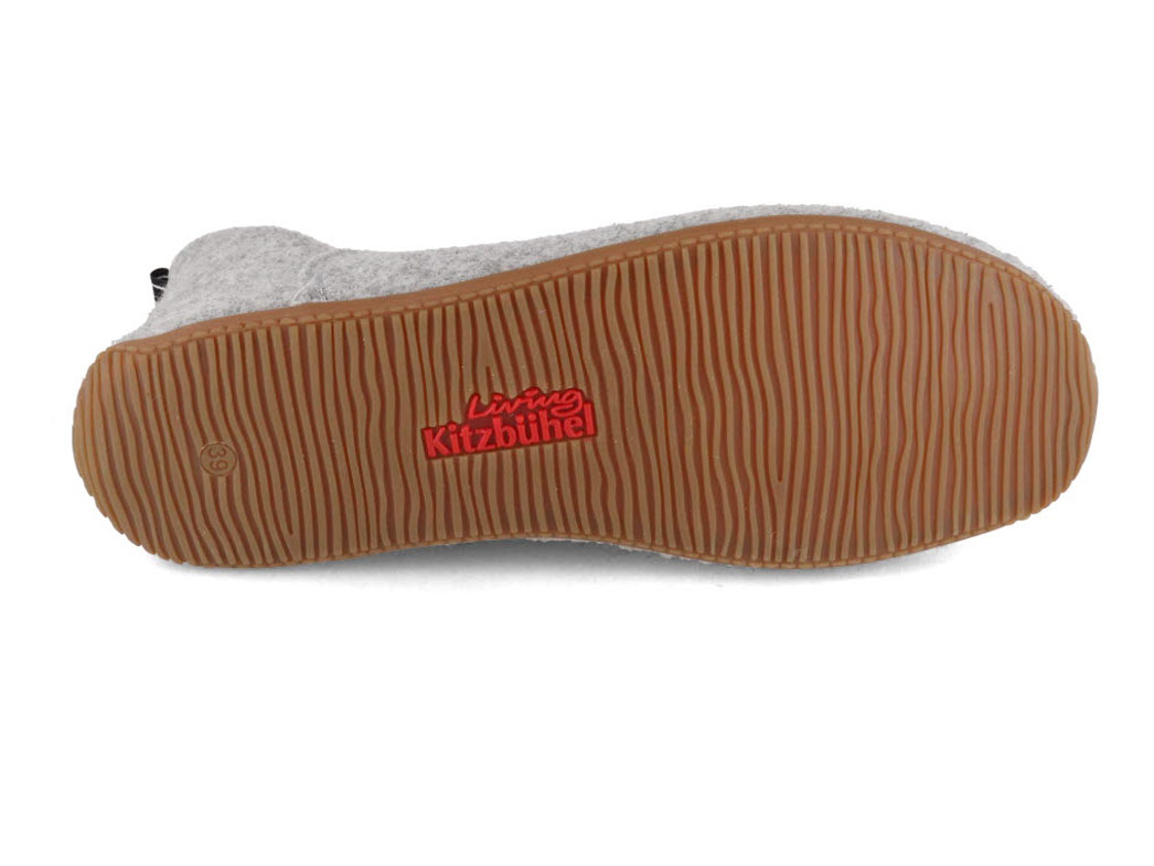 Living Kitzbühel Elastik Slipper Nebel – Hausschuhe Mit Rutschhemmender Sohle, Aus Recycelter Wolle | Marken-Schriftzug