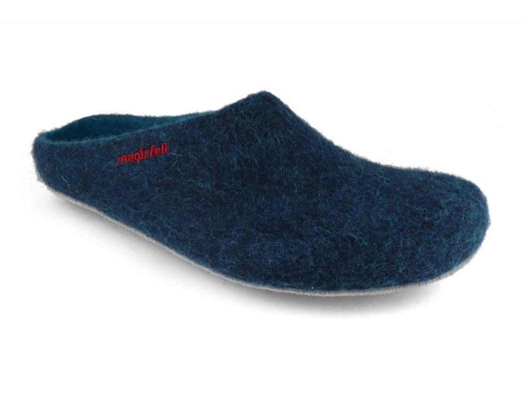 Magicfelt Filzpantoffel mit Ledersohle, dark petrol