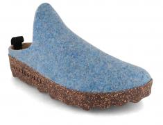 ASPORTUGUESAS Come Damen Filz Clogs, sky blue yellow