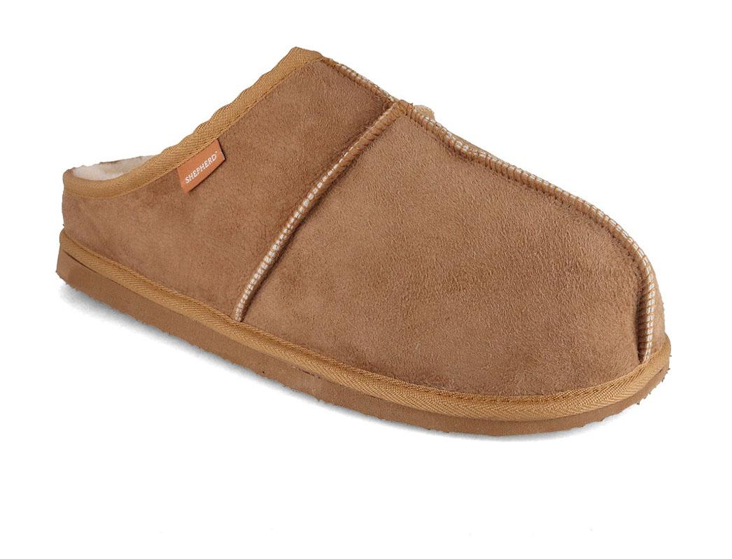 SHEPHERD Bobo Herren Lammfellhausschuhe, chestnut