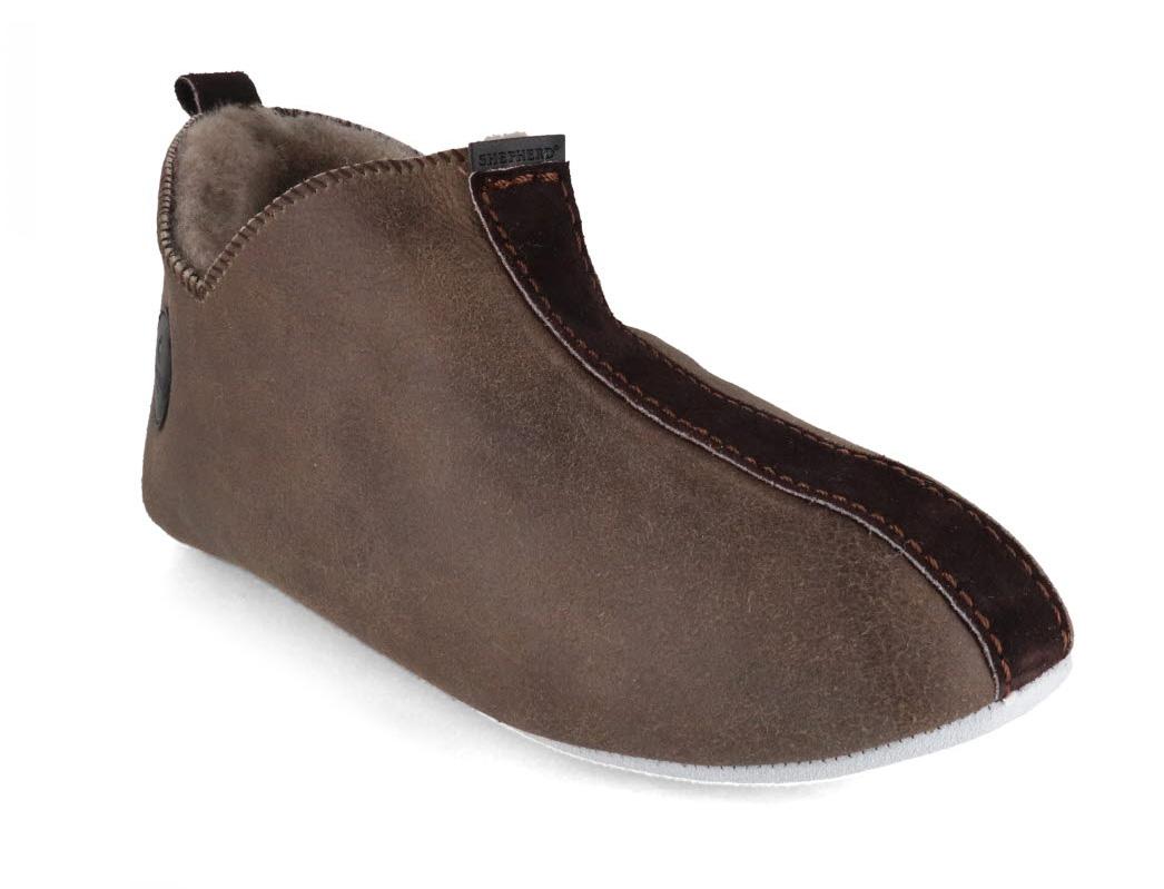 SHEPHERD Lina Damen, Lammfellhausschuh, stone oiled antique