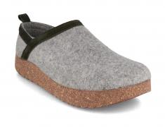 Tuffeln �Wollclogs� geschlossene Hausschuhe f�r schmale F��e, hellgrau + gr�n