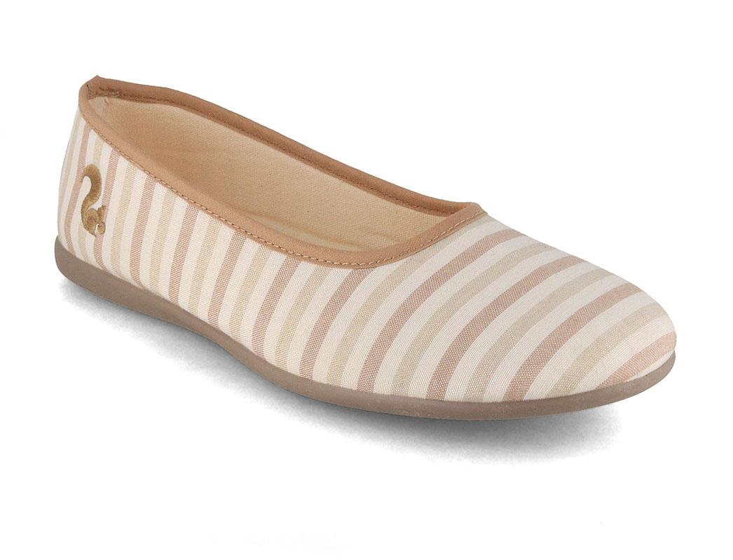Thies Eco Pyjama Damen Baumwoll Ballerina, beige stripe