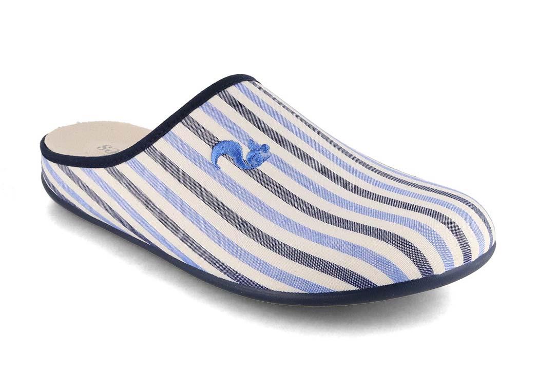 Thies Eco Pyjama Damen Baumwollpantoffeln, blue