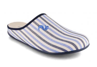 Thies Eco Pyjama Damen Baumwollpantoffeln, blue