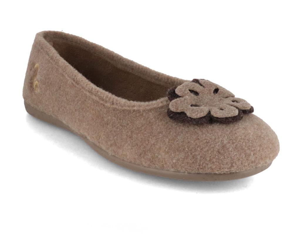 Thies Ecopicos Ballerina, Damen Hausschuhe, beige-militar