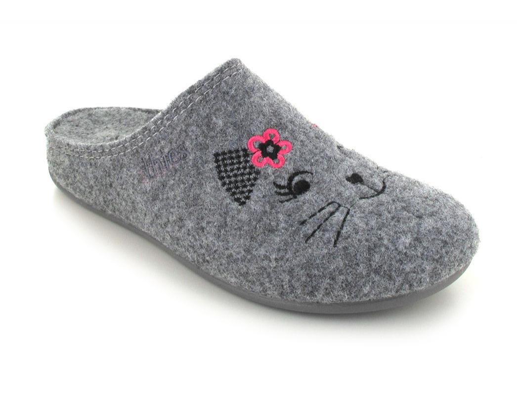 Thies Fieltro Pantoffel Katze, gris