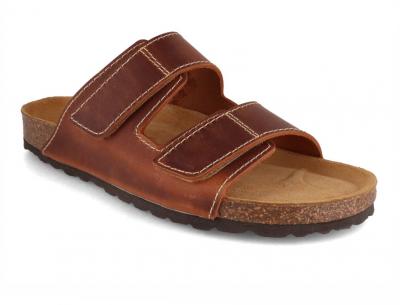 Tuffeln �Amrum� Herren Klettsandale aus Leder, cognac