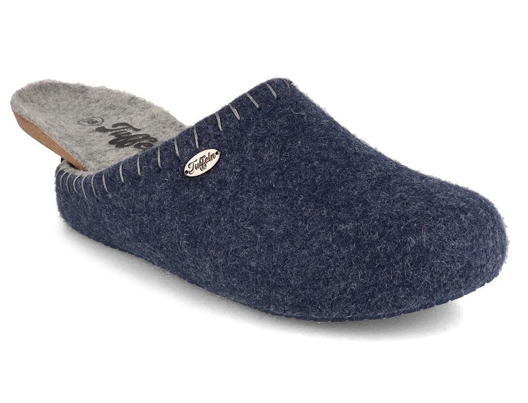 Tuffeln �Auszeit� Filz-Pantoffeln mit Korkfu�bett, blau