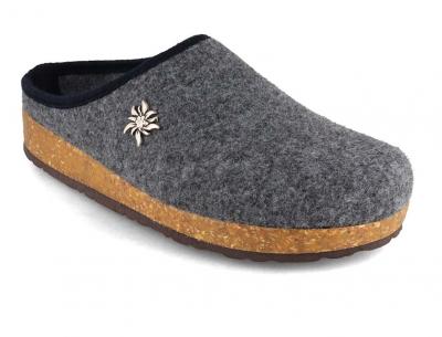 Tuffeln Edelwei� Damen Filzpantoffeln vegan, grau