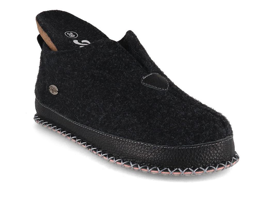 Tuffeln �Urig� Retro-H�ttenschuhe mit Korkfu�bett, dunkelgrau