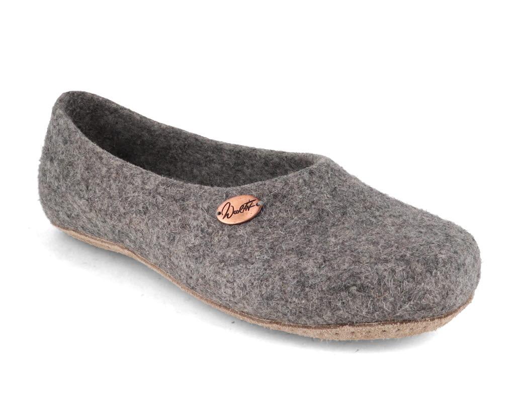 WoolFit� Ballerina Hausschuhe, hellgrau
