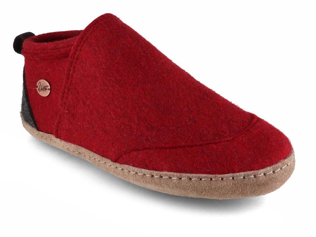WoolFit� Damen Herren Filz Hausschuh Taiga, dunkelrot