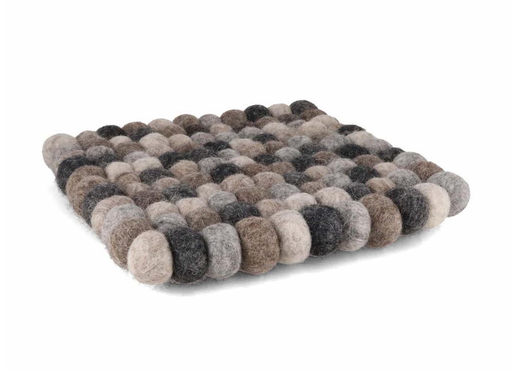 WoolFit� Filzkugeln Tee Untersetzer 10cm quadratisch, grau