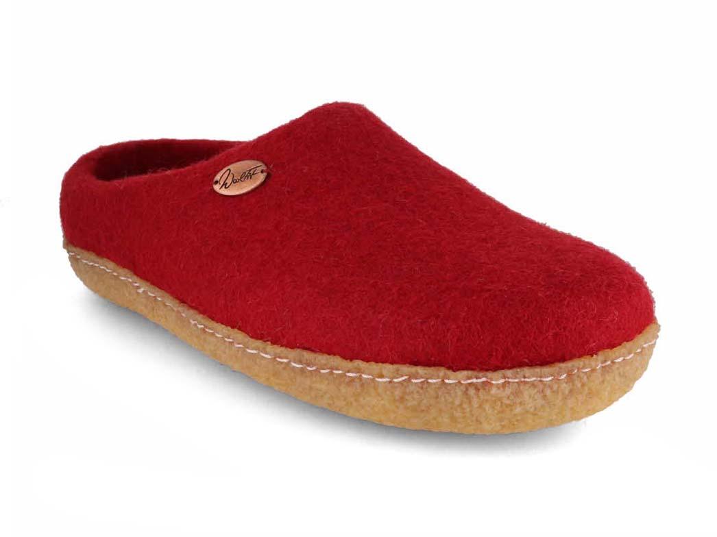 WoolFit� Footprint mit Naturgummisohle, dunkelrot
